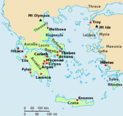 Map of Mycenaean Civilisation circa 1400 BC - source Wikipedia